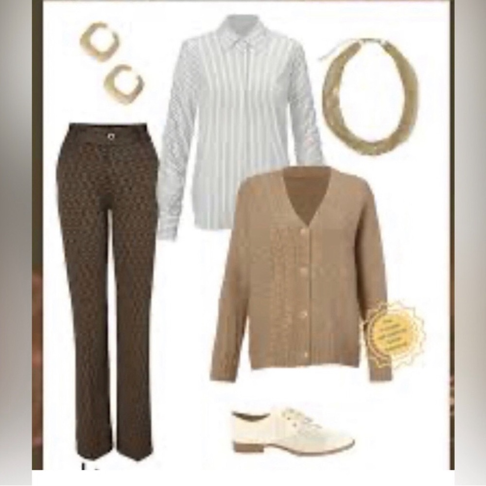 NWOT Cabi Neighbor Chunky Cable Knit Cardigan Sweater Heather Camel Small Fall